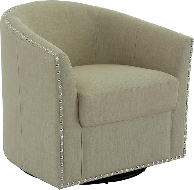 DREAMSIDEA Swivel Barrel Accent Chair, Modern Round Small Reading Armchair for Living Room Bedroom (Light Camel, Set of 1)