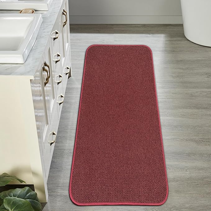 Bosap Christmas Bath Mat,Ultra Thin Bathroom Runner Rugs,Large Bath Mats for Bathroom,Quick Dry,Non-Slip,Machine Washable,Low Pile,Bath Rug,Shower Outside,Sink,Home Decor Accessories.Red,（17x35inch）