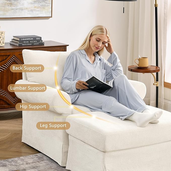 35.82" Accent Chair with Ottoman Set,Upholstered Living Room Chairs for Reading Chair with Chaise Lounge Chairs Indoor, Comfortable Armchair for Bedroom (Beige, 35.82")