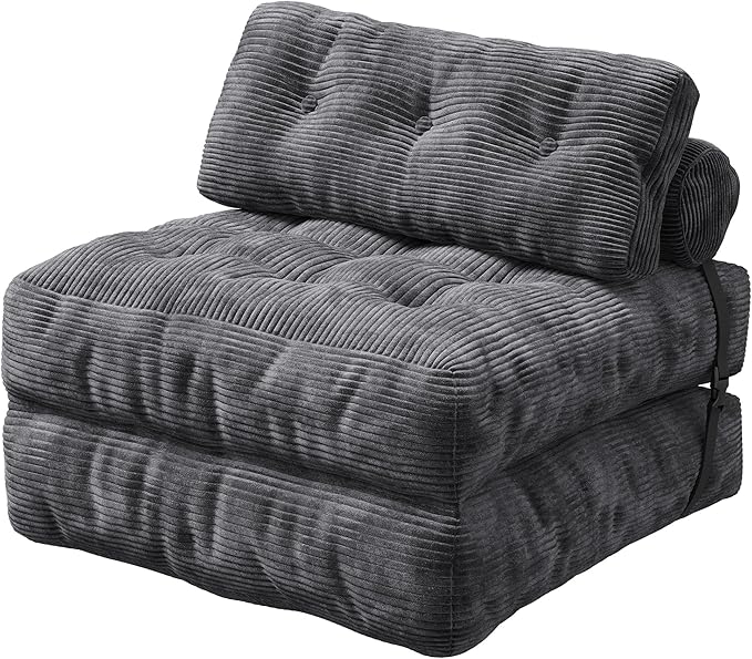 WLIVE Sofa Bed, Bonless Couch, Bean Bag Chairs for Adults, Pull Out Couch, with Pillow, for Living Room Dorm Bedroom, Dark Grey