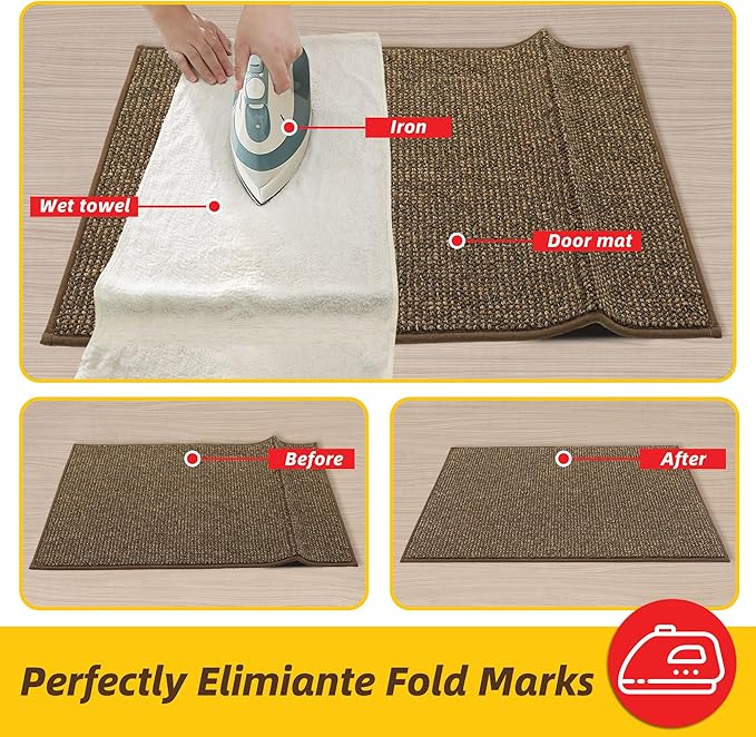 JSEI Dirt Trapper Door Mat 24"x36" Non-Slip Washable Entrance Mat, Dog Doormats, Absorbent & Fade-Resistant Floor Mats, Low Profile Welcome Mats for Entryway, Front Door, and Inside Entrance, Brwon