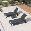 PURPLE LEAF Patio Lounge Chair Set for 2 Outdoor Chaise Lounge with Adjustable Backrests and Wheels Aluminum Reclining Pool Chair for Outside Yard Poolside Table Included, Dark Grey