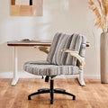 Pipersong Criss Cross Chair with Arms, Plus Size Cross Legged Desk Chair with Flexible Back Cushion, Adjustable Arm Rest, Extra Wide Seat, 350lbs Fabric Home Office Chair with Castors and Bell Glides