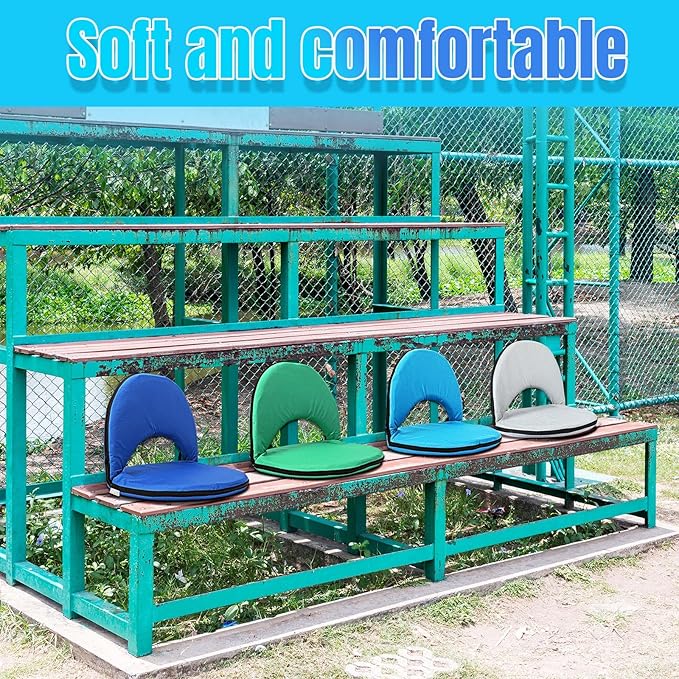 Maitys Stadium Seats for Bleachers with Back Support and Cushion Pad Folding Bleacher Seat with Backrest Wide Padded Elementary School Classroom Floor Chairs, 5 Reclining Positions