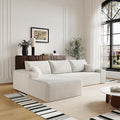 AUGOP 108" Sectional Couches for Living Room Modern Modular Sofa with L-Shape Couchs Upholstered Boneless Couch Deep Seat Sectional Couch with Chaise (White, Left Facing Chaise+2Seaters)
