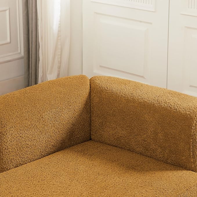 ZEKOKO Boucle Chaise Lounge Chair Indoor Comfy Fluffy Lounge Sofa Upholstered Chaise Lounge Modern Lounge Chair Indoor for Living Room Bedroom Office (Left Hand, Orange)