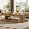 Tribesigns Coffee Table for Living Room, 47.24 Inch Farmhouse 2-Tier Accent Center Tea Cocktail Table with Storage, Brown, Rectangle