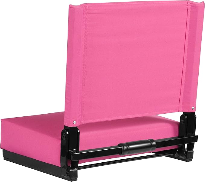 Flash Furniture Grandstand Portable Stadium Seat for Bleachers or Benches, Folding Padded Stadium Chair with Carrying Handle, 500 lb. Weight Capacity, Pink