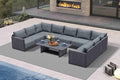 PURPLE LEAF 10 Pieces Patio Conversation Sets with Coffee Table All Weather Outdoor Couch Sectional Set with Cushion Patio Conversation Set Gray