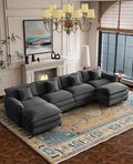 RENDGO 143" Modular Sectional Sofa, Chenille Cloud Couch for Living Rooms & Apartment, Deep Seat Comfort, Flexible U-Shape Combination Sofa for Family Guest Rooms,2 Ottoman,Grey