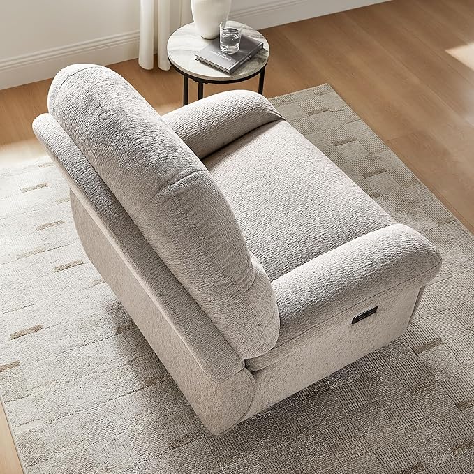 VANOMi Power Recliner Chair with USB & Type-C Charging, 270° Swivel Glider Rocker, Electric Nursery Recliner for Living Room, Bedroom, and Office, Light Gray