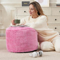 WSOFRLAC Round Storage Ottoman Bench 20"x15" Round Ottoman Cover with Foam Floor Chair Farmhouse Puff Ottom Pouf Stool for Bedroom Soft Large Pouf Ottom Purple Foot Stool Ottom for Accent Chair