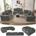 135.5" Cloud Sectional Couch,Boneless Corduroy Sofa for Living Room,Oversized U Shaped Sofa with Chaise,Deep Seat,No Assembly Required,Modular Sectional Sofa（Grey）