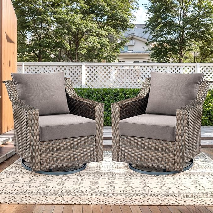 Luxury Outdoor Seat Cushion Set-24 x 24 x 6 Inch Outdoor Chair Cushions Set of 2 with Water Resistant & Removable Cover Outdoor Cushions for Patio Furniture Chair Sofa Couch