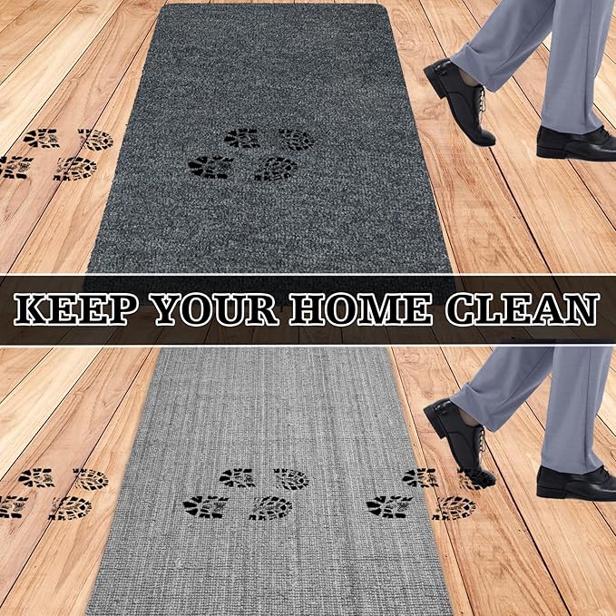 Doormats Outdoor and Indoor Ultra Thin Design, Strong Stain-Resistant Entryway Mats, Low Profile Inside Doormat, Non Slip Rubber Backing Bath Rug for Patio, Porch, 30" x 17"