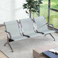 Kinsuite 3-Seat Reception Chairs - Waiting Room Chairs with Arms & Stainless Steel Frame, Waiting Room Bench Lobby Chairs for Office Airport Bank Hospital, Silver