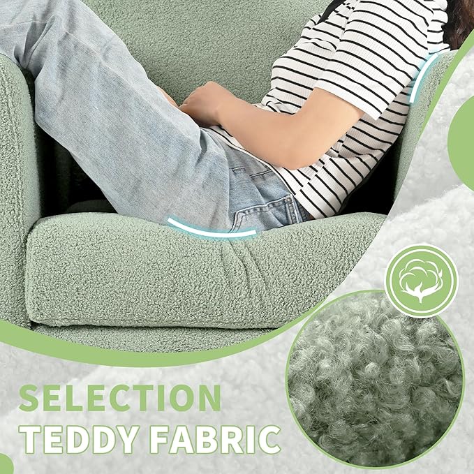 QKFF Barrel Accent Chair Set of 2 with Back Pillow, Large Teddy Upholstered Armchair with Solid Wood Legs Modern Reading Chairs for Living Room Bedroom