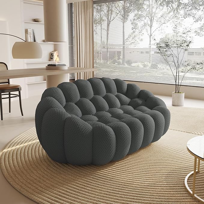 WJShome Bubble Sofa Couch,79.53'' Modern Curved Sofas for Living Room, 2 Seater LoveSofa Lazy Floor Sofa, Large Bean Bag Chair,Deep Seat Floor Sofas Chair Lounge for Office, Apartment(Dark Gray)