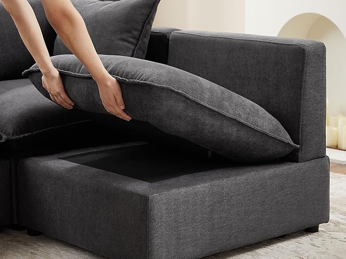 VANOMi Modular Sectional Sofa, Fully Modular Convertible Sleeper Sectional Couch with Reversible Chaise, 6 Seater for Living Room