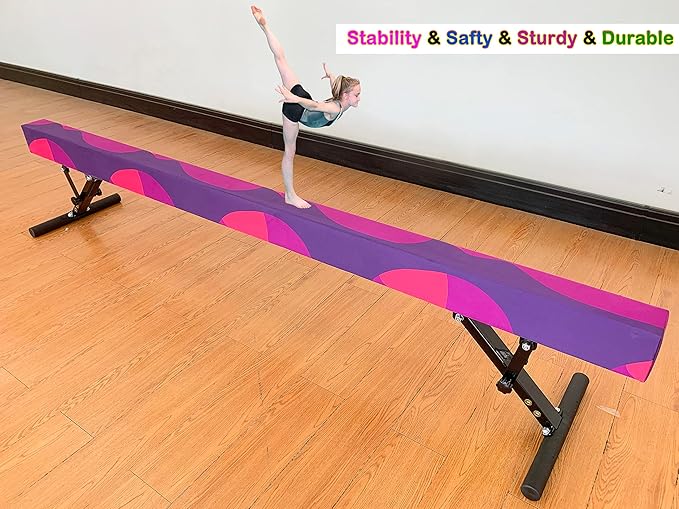 MARFULA Adjustable Balance Beam 8 ft Gymnastic Beam Adjustable Height for Kids and Teenage of All Gymnastic Levels, Gymnastic Training Beam Gymnastic Equipment for Athlete Home and Gym Club Use
