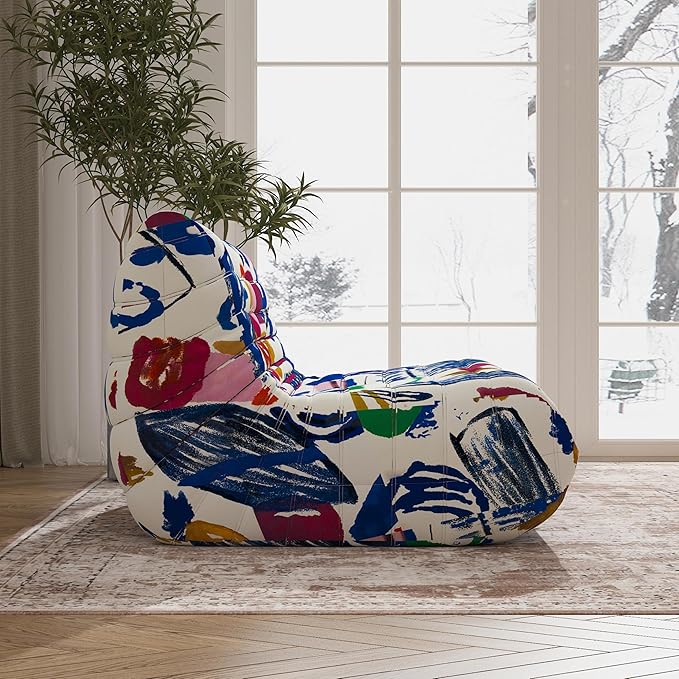 Bean Bag Chair Loveseat, 2 Seater, Multicolor, Modern, High Density Memory Foam, L-Shaped, Adults & Teens