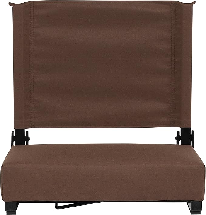 Flash Furniture Grandstand Portable Stadium Seats for Bleachers or Benches, Folding Padded Stadium Chairs with Handle, Pack of 2, 500 lb. Weight Capacity, Brown