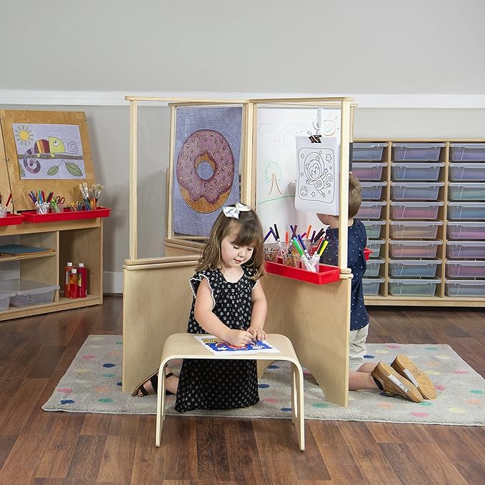 18" W Floor Table, Portable Lap Desk for Kids, Wooden Activity Bed Table, Natural