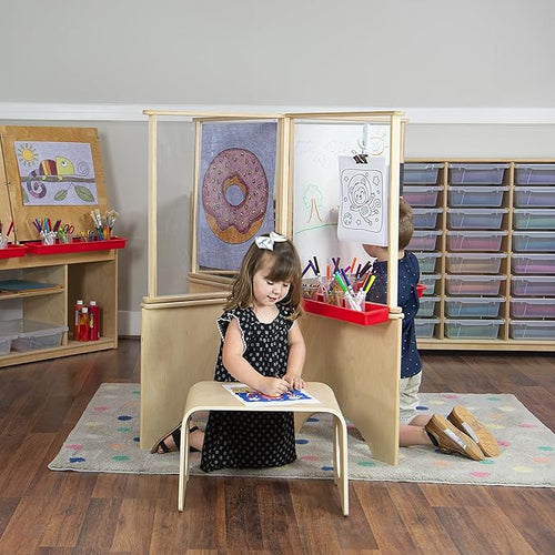 18" W Floor Table, Portable Lap Desk for Kids, Wooden Activity Bed Table, Natural