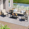 FansaFurn 5-Pieces Outdoor Patio Furniture Set, Outdoor Metal Sectional Furniture with Cushions, Outdoor Conversation Seating Set with Coffee Table for Garden, Balcony, Deck, Backyard, Black