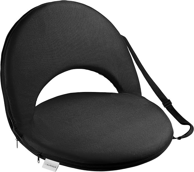 Alpcour Folding Stadium Seat – Deluxe Outdoor Camping Reclining Waterproof Cushion Chair for Bleachers – Best 6-Position Back Support Picnic Bleacher Seats w/Extra Thick Padding for Support & Comfort