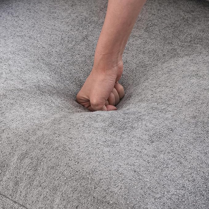 Cloud Sectional Couch, Light Grey Modular Sectional Sofa, Modern Comfy Love Seat Sofa, Covers Removable, Convertible Sleeper Couch for Living Room Apartment (Linen Fabric)