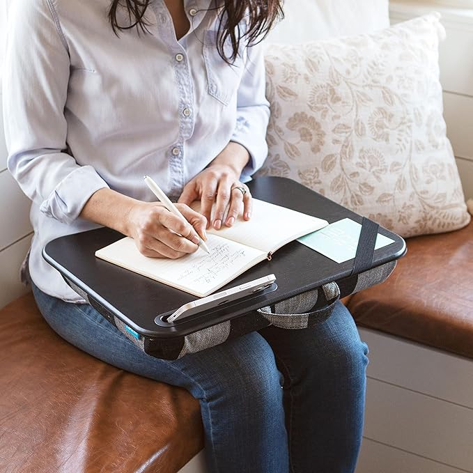 LAPGEAR Designer Lap Desk with Phone Holder and Device Ledge - Buffalo Check - Fits up to 15.6 Inch Laptops - Style No. 45428
