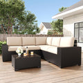 LayinSun 6 Pieces Patio Furniture Set, Black Rattan Modular Sectional Outdoor Conversation Sofa Set