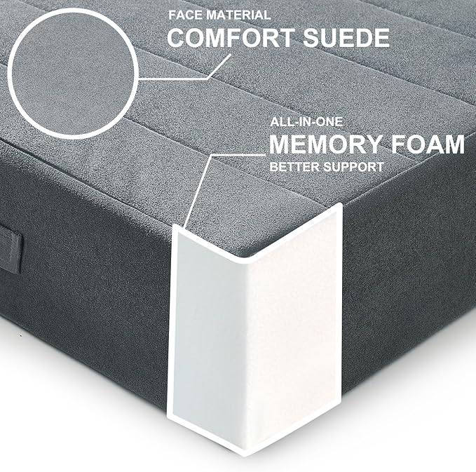 JKMAX 22 inches Floor Pillow for Adults - Large Meditation Cushion with Thick Foam & Soft Tufted Cover - Premium Outdoor Square Floor Cushion Seat - Yoga Pillows for Sitting On Floor - Dark Gray