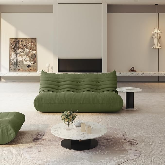 Bean Bag Chair for Adults, Fireside Chair Lazy Floor Sofa, Modern Corduroy Fabric Caterpillar Sofa Couch, Armless Foam Lounger Tatami Recliner Bean Bag Couch for Living Room Bedroom Dorm Office
