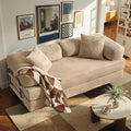 4-in-1 Folding Sofa Bed, 78" Oversized Corduroy Sleeper Chair, Convertible Loveseat to Floor Bed with Storage Pockets, Boneless Design for Living Room, Bedroom & Small Spaces
