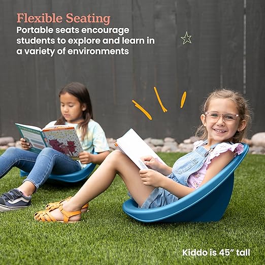 ECR4Kids Leaf Floor Seat, Rocker Chair, Peacock Blue, 6-Piece