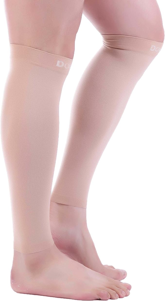 Doc Miller Compression Calf Sleeve for Men & Women – 20-30mmHg Graduated Support for Running, Shin Splints, Calf Strain – Knee High, Small to 6XL Plus Size