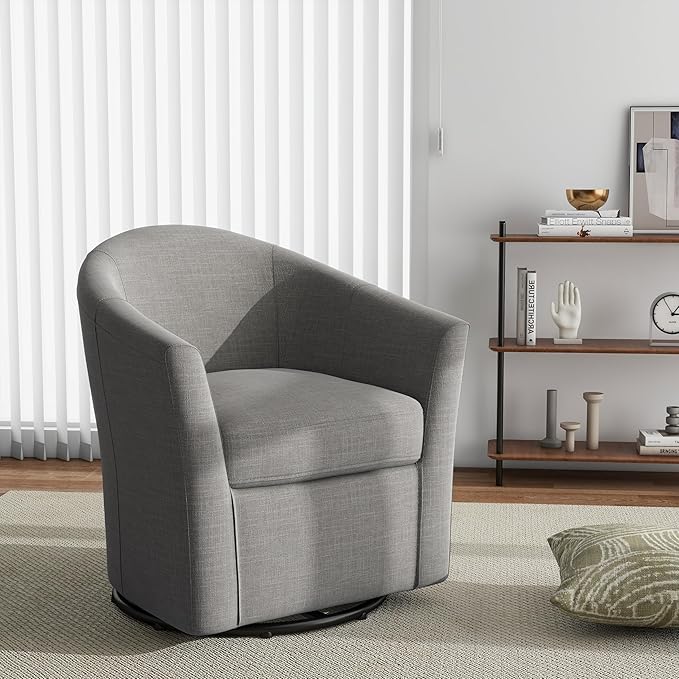 DREAMSIDEA Swivel Accent Chair Armchair, Modern Round Single Sofa Seating Comfy Reading Barrel Chairs for Living Room Bedroom (Coffee, Set of 1)