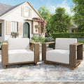 MIXPATIO 2 Pcs Outdoor Patio Furniture Set, Outdoor Wicker Sofa Couch, Rattan Armchairs Set of 2 with 10" Extra Thick Cushions for Deck Backyard Lawn