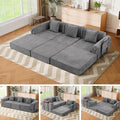 100" Oversized Convertible Sleeper Sofa Bed, Modular Sectional Cloud Sofa with Fixed-Shape Frame & Tabletop, Boneless Couch with Storage Pocket for Living Room, No Assembly Required, Dark Gray