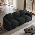 JACH Small Minimalist Sofa for Apartment, Modern Comfy Upholstered Sofas, Boneless Leisure Couches, 3-Seater Cloud Couch for Living Room Bedroom, Small Space (Black, No Assembly Required)