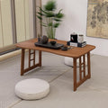 Japanese Bamboo Folding Floor Table for Sitting on Floor, Tatami Table Foldable, No Assembly, Low Tables for Small Spaces Living Room/Portable Zen Chabudai for Meditation - Walnut