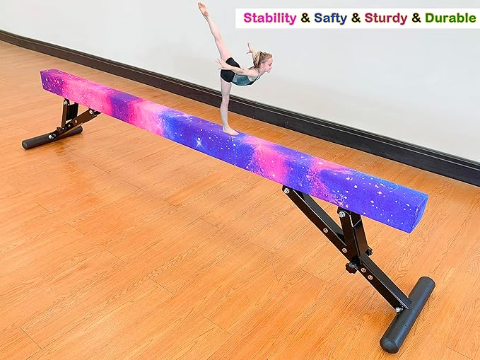 MARFULA Adjustable Balance Beam 8 ft Gymnastic Beam Adjustable Height for Kids and Teenage of All Gymnastic Levels, Gymnastic Training Beam Gymnastic Equipment for Athlete Home and Gym Club Use