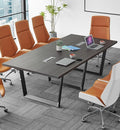 ahliss Sturdy Conference Table with Cable Management Grommets Modern Rectangle Office Meeting Table with Wood Tabletop and Metal Frame & Legs- Easy Assembly Boardroom Table (Grey, 8 Foot)