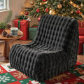 Bean Bag Chair for Adults, Giant Beanbag Lounger with Plush Faux Fur, Comfy Memory Foam Chair Floor Lazy Chair for Living Room Bedroom Dorm Apartment Reading Nook，Dark Grey