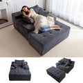 MAXYOYO Oversized Chaise Lounge Sofa, Upholstered Lounge Chair with Tufted Craft, Boneless Sofa Couch with Ottoman, Deep Seat Sleeper Chair, No Assembly, Grey