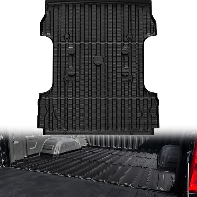 OEDRO Truck Bed Mat Fit for 2017-2025 2026 Ford F250/F350/F450 (6.75ft,81.9" Bed), TPE All Weather Ford F250 6.75FT Heavy Duty Pickup Bed Liner Accessories, Black
