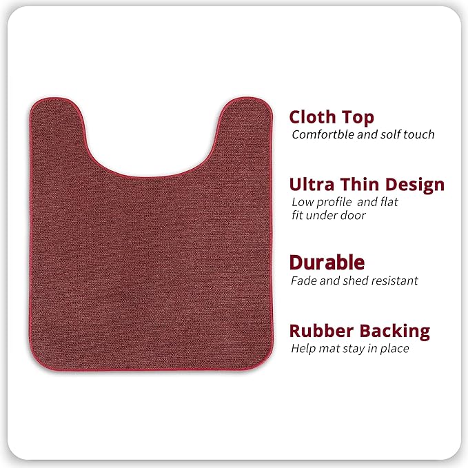 Bosap Christmas Toilet Rugs U Shaped Bathroom Rug,Machine Washable Non Slip Quick Dry Super Absorbent Ultra Thin Toilet Mats for Bathroom Toilet.Red,1'8"x2'(20x24inch)