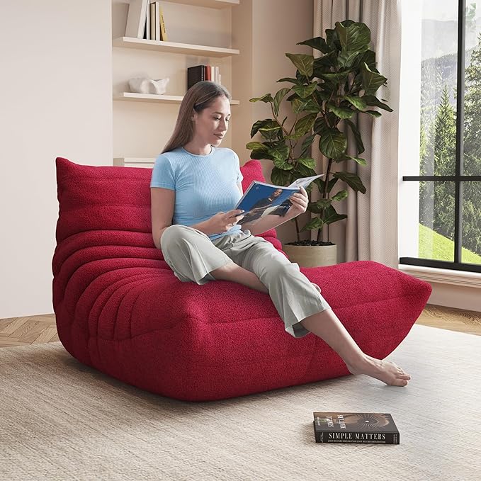 Bean Bag Chair, Oversized Bean Bag Chair for Living Room, Fireside Chair for Adults with Memory Foam Filled, Big Accent Sofa Lounge Floor Sofa for Gaming, Reading, Relax, No Assembly Required.